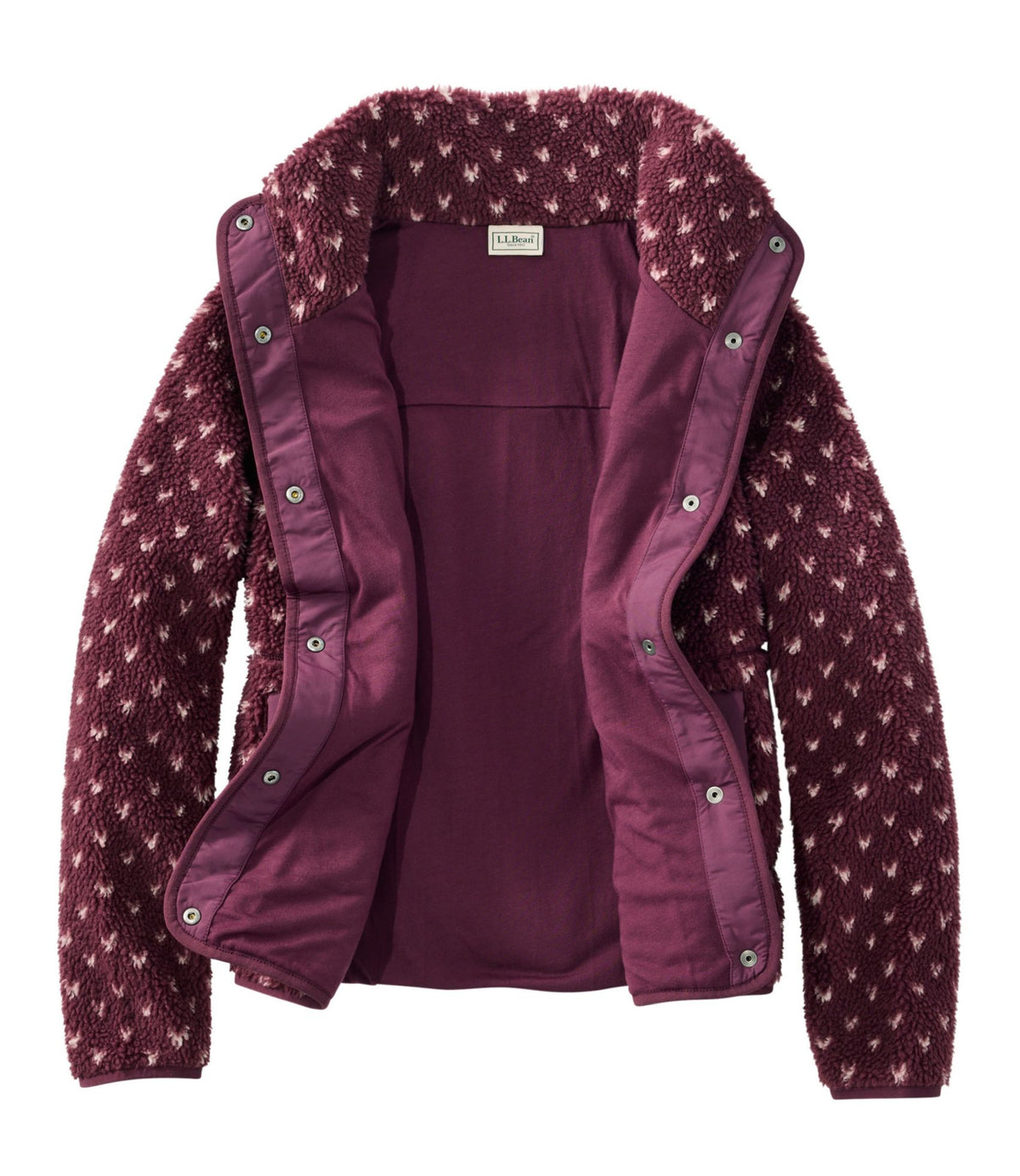 L.L.Bean Women's Bean's Sherpa Fleece Jacket, Print Fig Birdseye