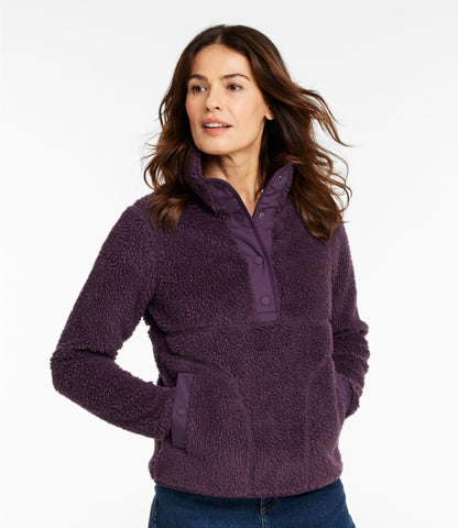 L.L.Bean Women's Bean's Sherpa Fleece Pullover Eggplant