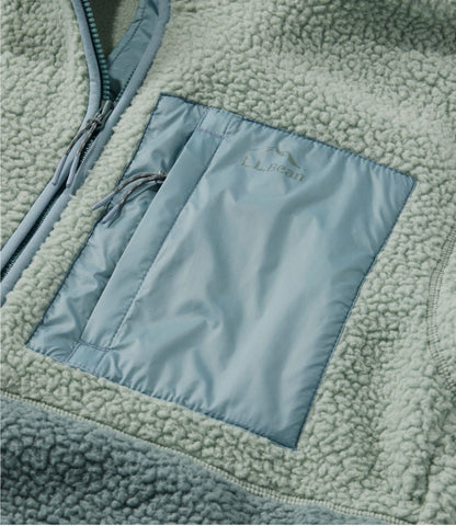L.L.Bean Women's Mountainside Fleece Jacket, Colorblock Faded Sage/Balsam