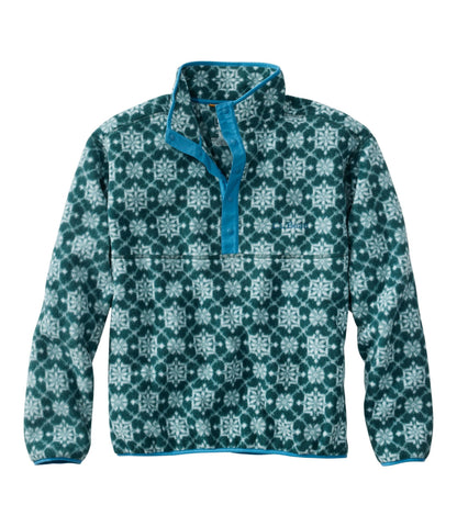 L.L.Bean Adults' Bean's Classic Fleece Pullover, Print Deep Green Snowflake