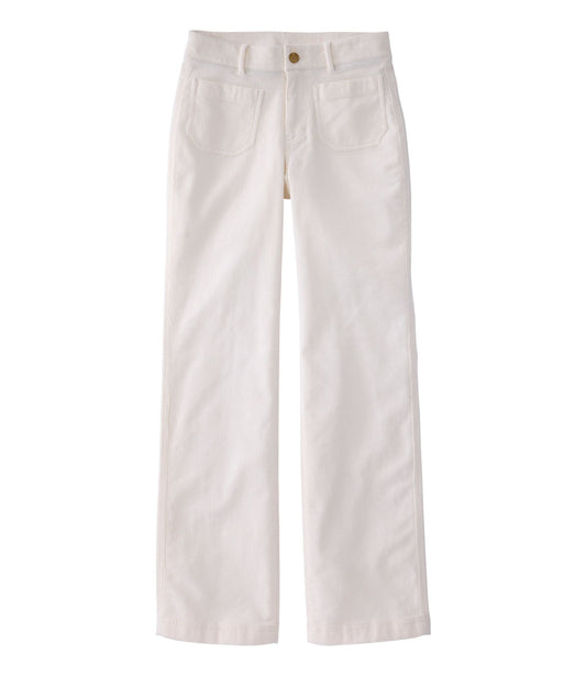 L.L.Bean Women's 207 Vintage Corduroy Patch Pocket Pants, Mid-Rise Wide Straight-Leg Bone