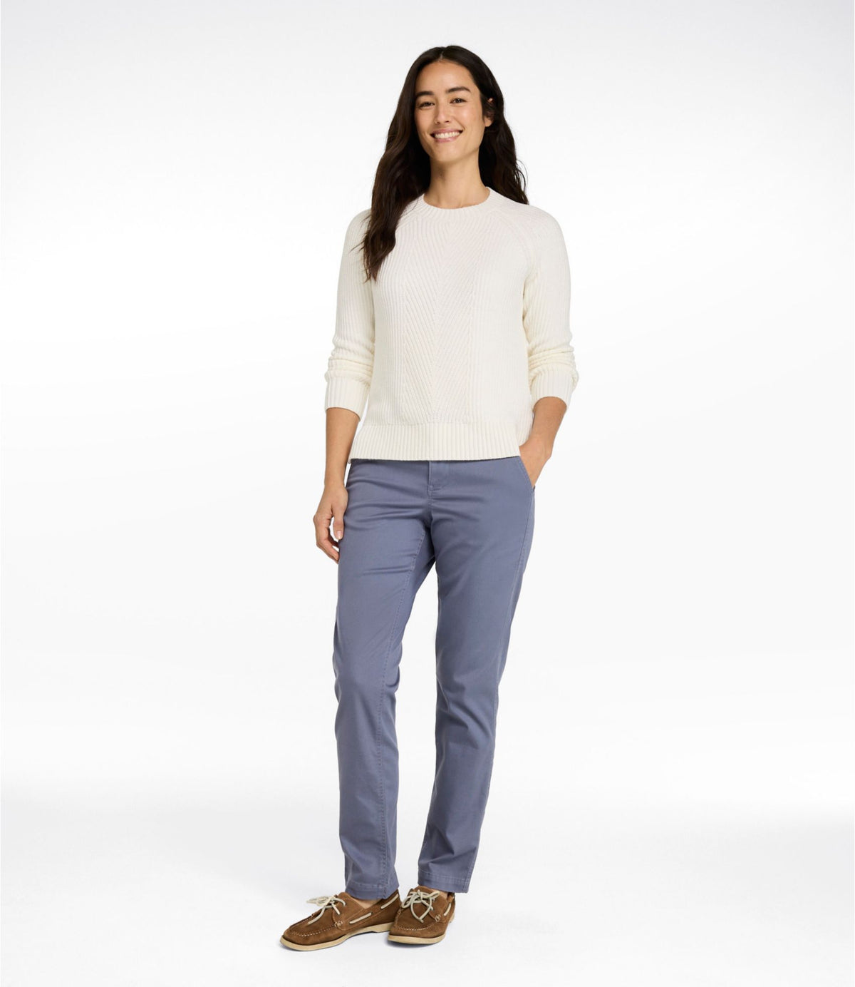 L.L.Bean Women's Comfort Stretch Pants, Mid-Rise Straight-Leg Chino Classic Navy