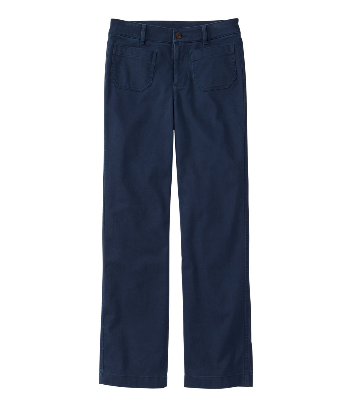 L.L.Bean Women's Comfort Stretch Patch Pocket Pants, Mid-Rise Wide Straight-Leg Chino Classic Navy