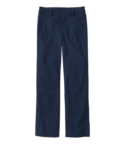 L.L.Bean Women's Comfort Stretch Patch Pocket Pants, Mid-Rise Wide Straight-Leg Chino Classic Navy