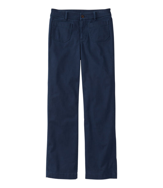 L.L.Bean Women's Comfort Stretch Patch Pocket Pants, Mid-Rise Wide Straight-Leg Chino Classic Navy
