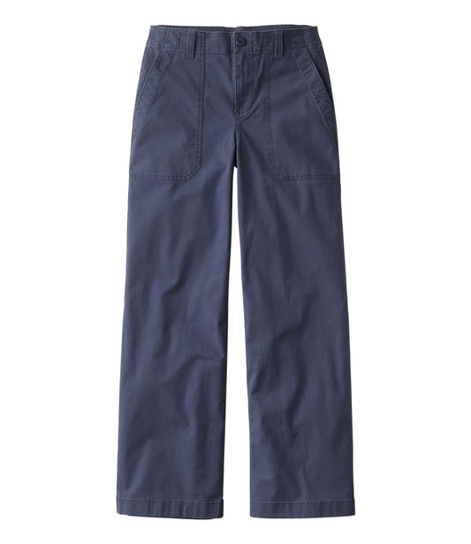 L.L.Bean Women's 207 Vintage Cotton Canvas Pants, High-Rise Wide-Leg Carbon Navy