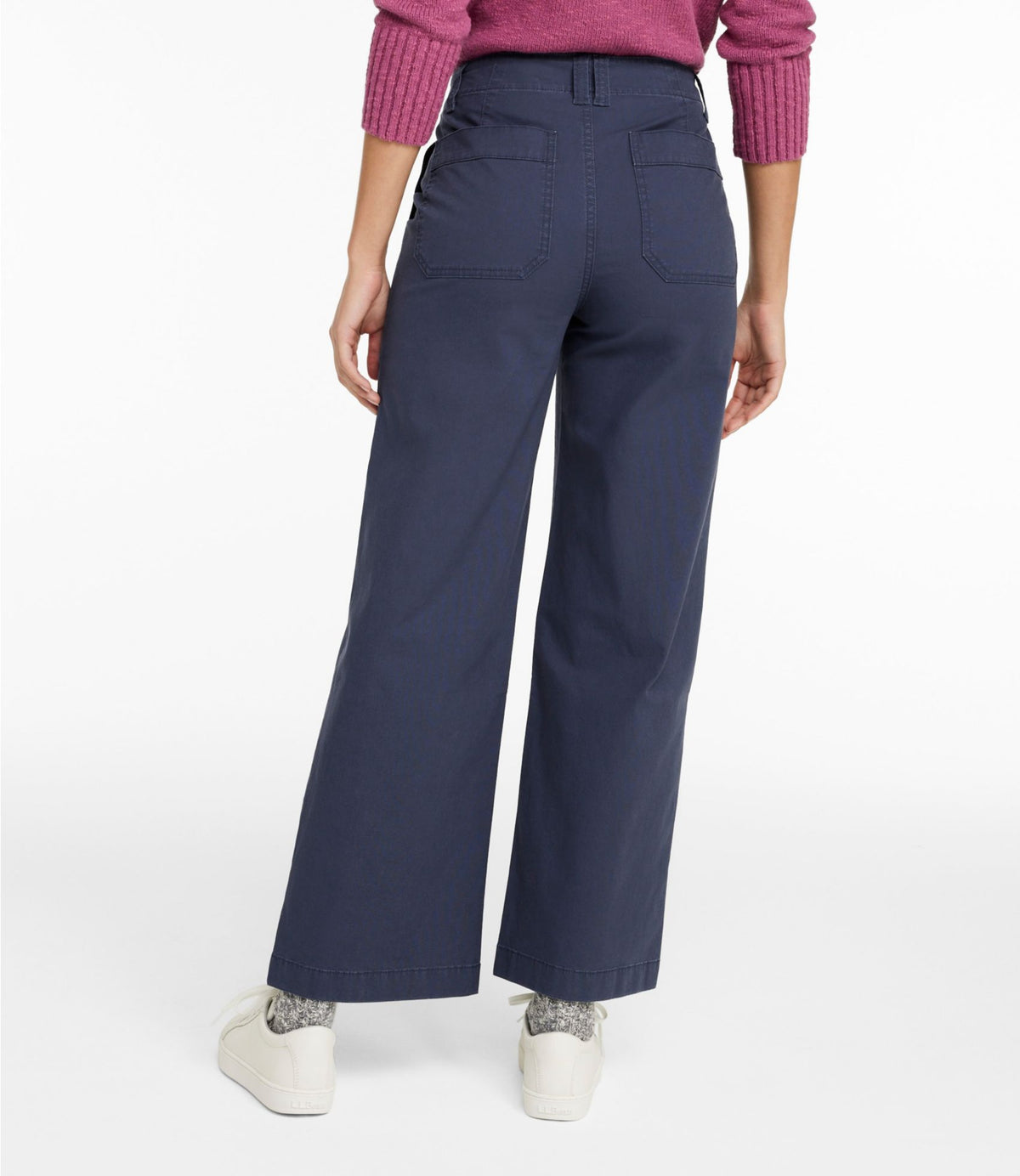 L.L.Bean Women's 207 Vintage Cotton Canvas Pants, High-Rise Wide-Leg Carbon Navy
