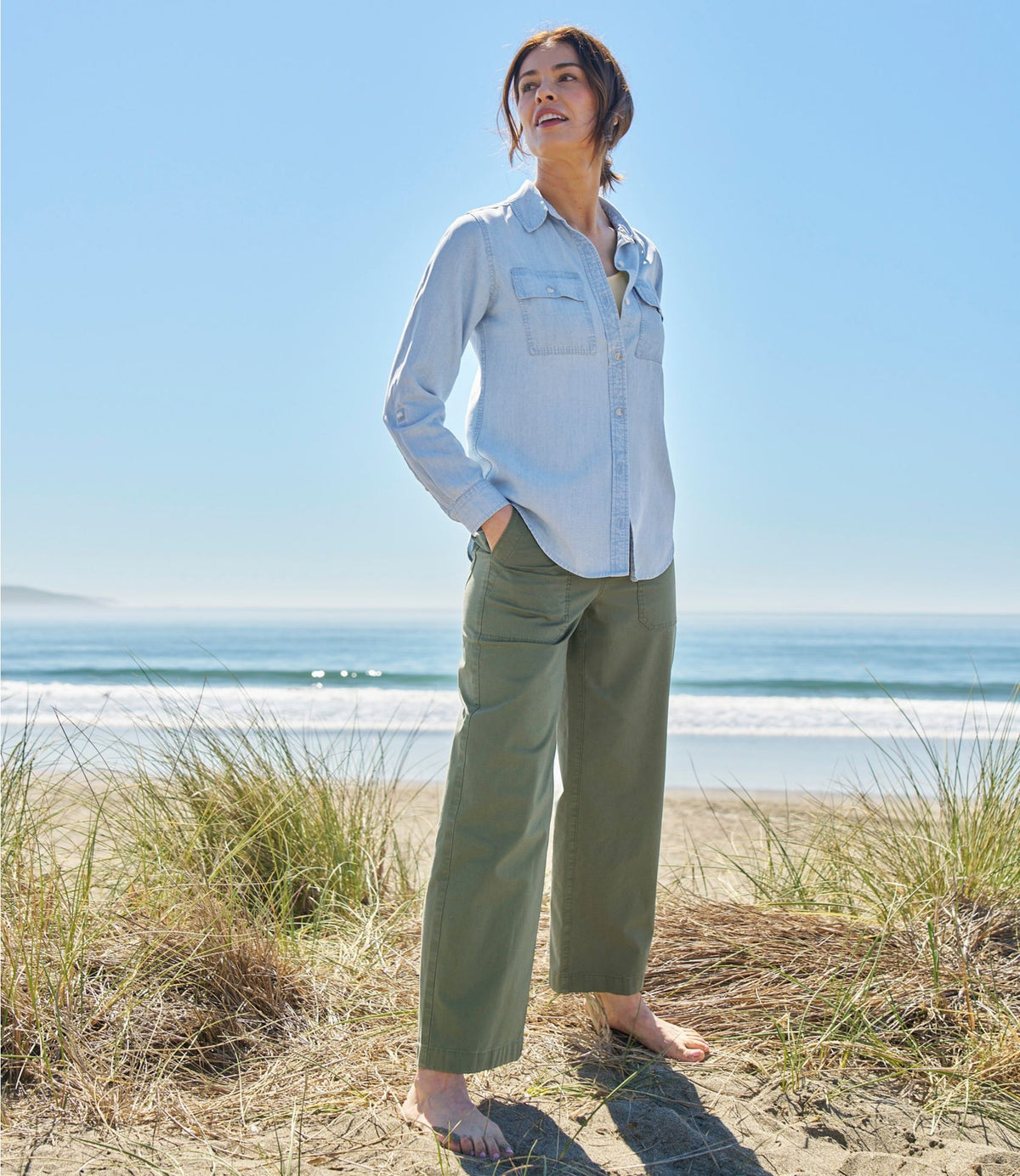 L.L.Bean Women's 207 Vintage Cotton Canvas Pants, High-Rise Wide-Leg Carbon Navy