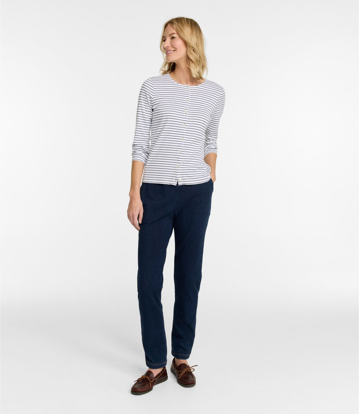 L.L.Bean Women's Perfect Fit Pants, Denim Original Tapered Leg Indigo Denim