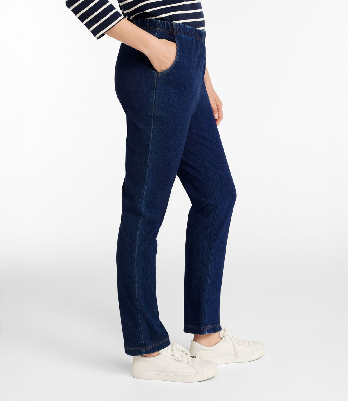 L.L.Bean Women's Perfect Fit Pants, Denim Original Tapered Leg Indigo Denim