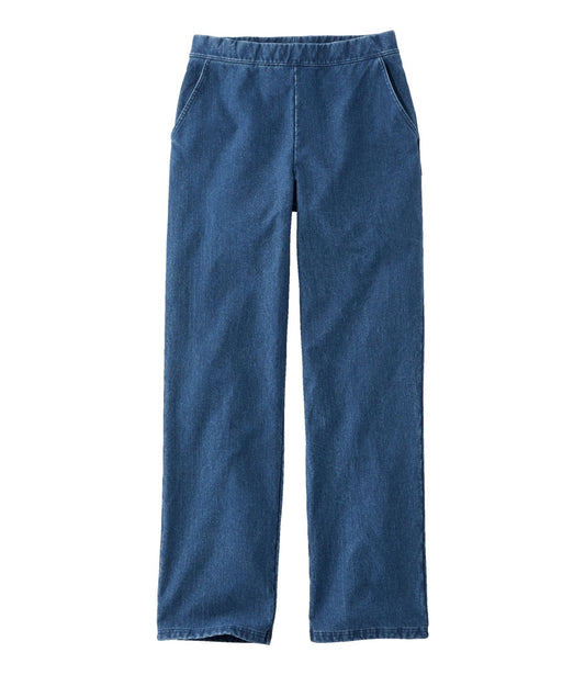 L.L.Bean Women's Perfect Fit Pants, Denim Straight-Leg Fleece-Backed Indigo