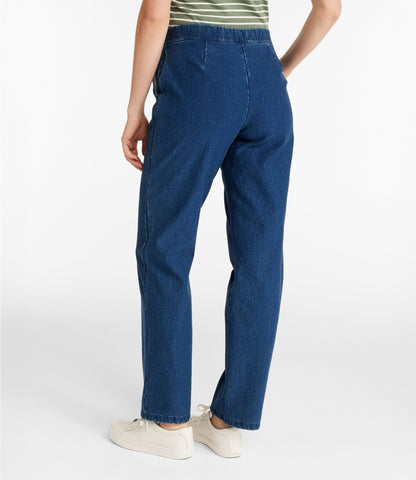 L.L.Bean Women's Perfect Fit Pants, Denim Straight-Leg Fleece-Backed Indigo