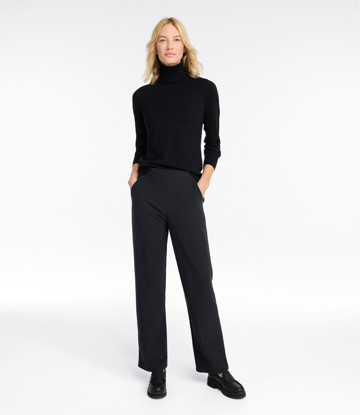 L.L.Bean Women's Perfect Fit Pants, Fleece-Backed Straight-Leg Classic Navy