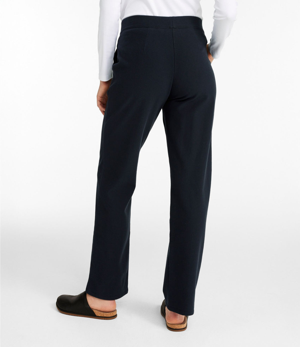 L.L.Bean Women's Perfect Fit Pants, Fleece-Backed Straight-Leg Classic Navy