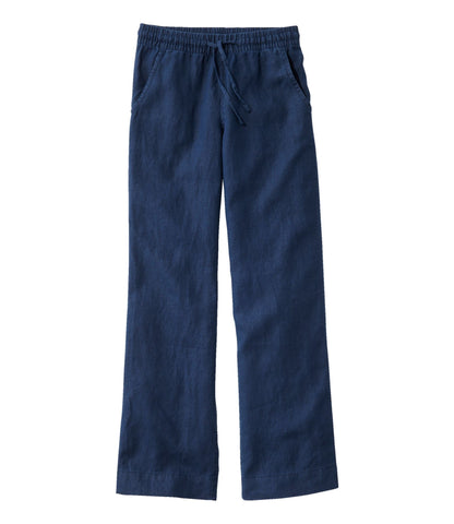 L.L.Bean Women's Premium Washable Linen Pull-On Pants Classic Navy