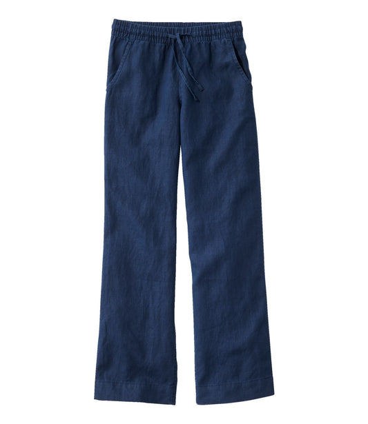 L.L.Bean Women's Premium Washable Linen Pull-On Pants Classic Navy