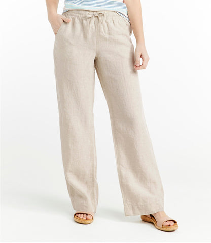 L.L.Bean Women's Premium Washable Linen Pull-On Pants Classic Navy