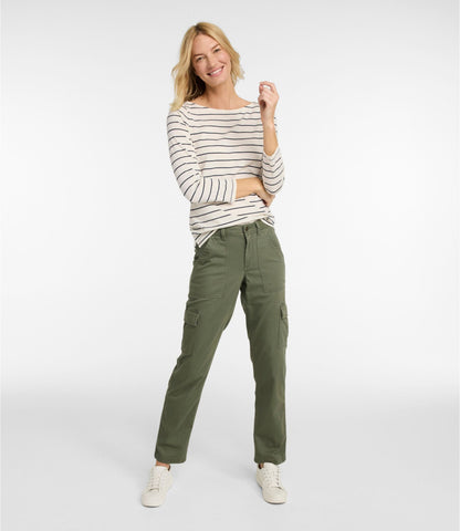 L.L.Bean Women's Comfort Stretch Pants, Mid-Rise Straight-Leg Cargo Classic Navy