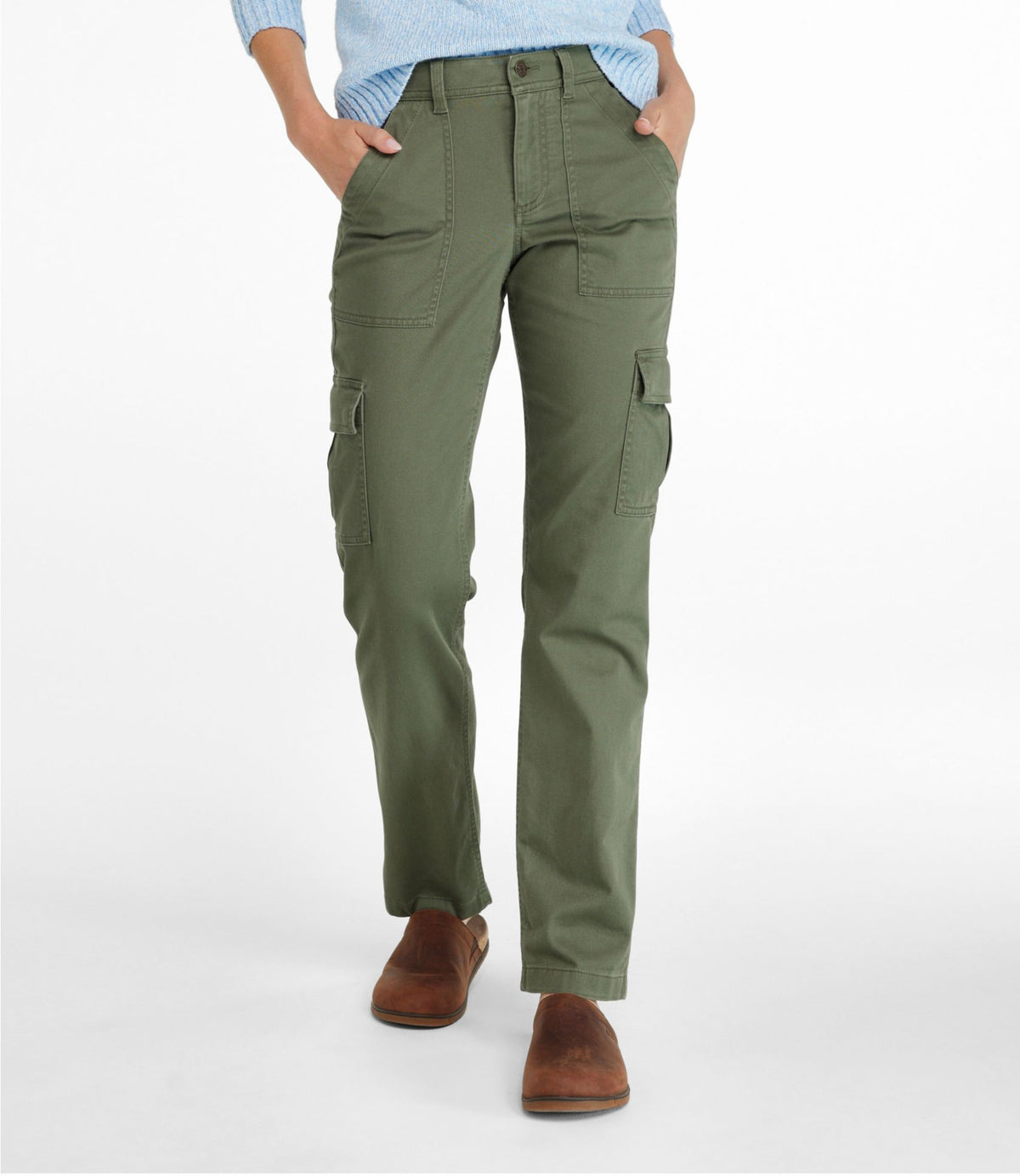 L.L.Bean Women's Comfort Stretch Pants, Mid-Rise Straight-Leg Cargo Classic Navy
