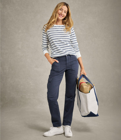 L.L.Bean Women's Comfort Stretch Pants, Mid-Rise Straight-Leg Cargo Classic Navy