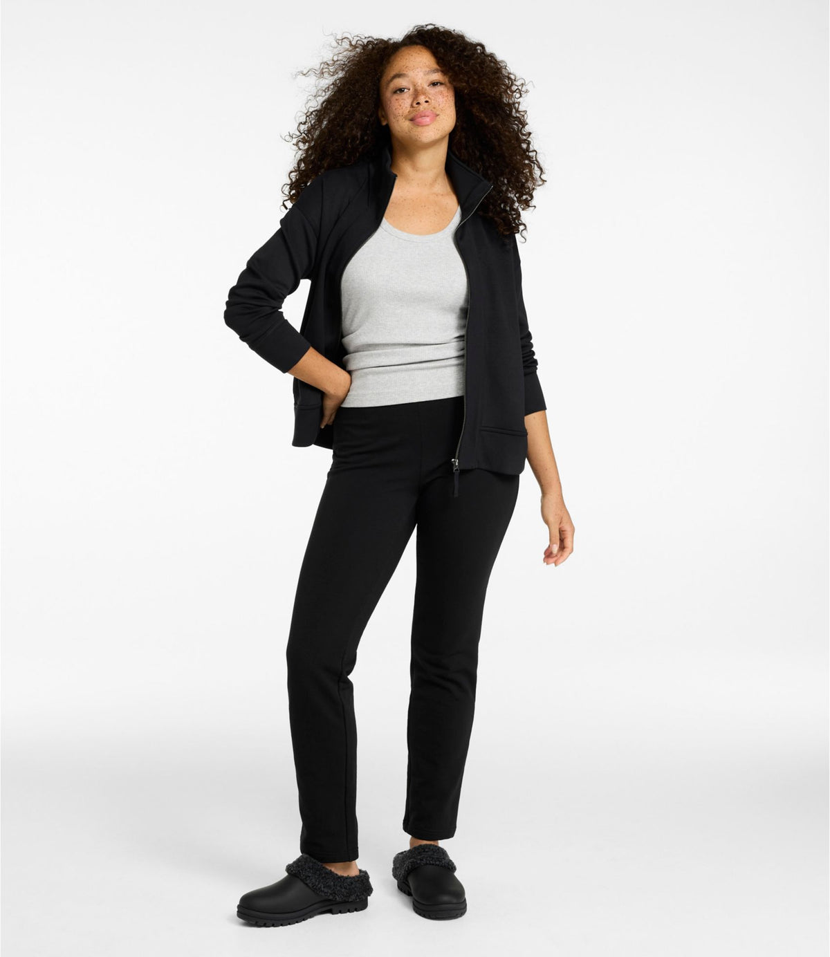 L.L.Bean Women's Perfect Fit Pants, Fleece-Backed Slim-Leg Classic Navy