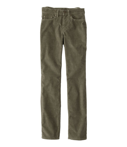 L.L.Bean Women's BeanFlex Five-Pocket Corduroy Pants, Mid-Rise Straight-Leg Dusty Olive