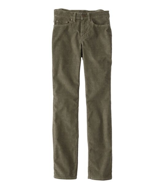 L.L.Bean Women's BeanFlex Five-Pocket Corduroy Pants, Mid-Rise Straight-Leg Dusty Olive