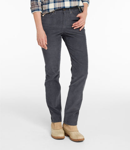 L.L.Bean Women's BeanFlex Five-Pocket Corduroy Pants, Mid-Rise Straight-Leg Dusty Olive