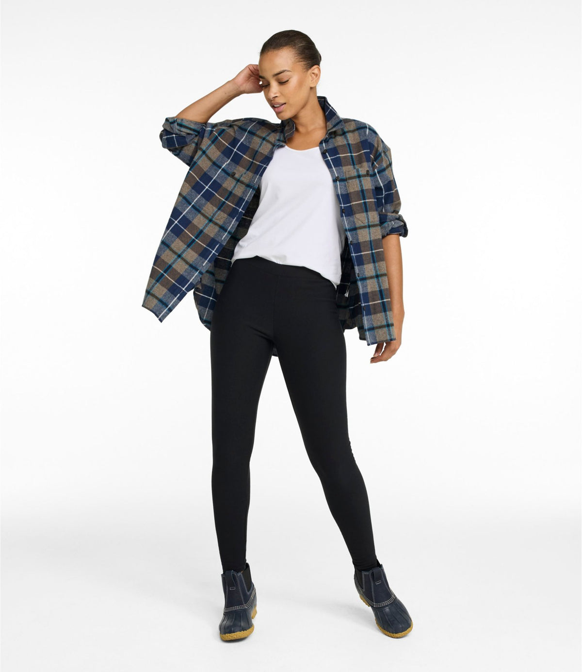 L.L.Bean Women's Perfect Fit Pants, Fleece-Backed Leggings Classic Navy