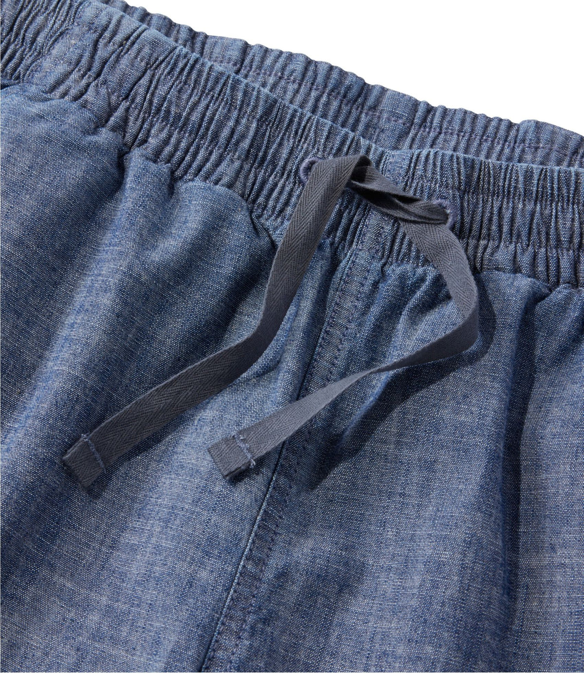 L.L.Bean Women's Lakewashed Pull-On Chinos, Mid-Rise Wide-Leg Crop Chambray Chambray