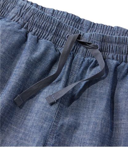 L.L.Bean Women's Lakewashed Pull-On Chinos, Mid-Rise Wide-Leg Crop Chambray Chambray