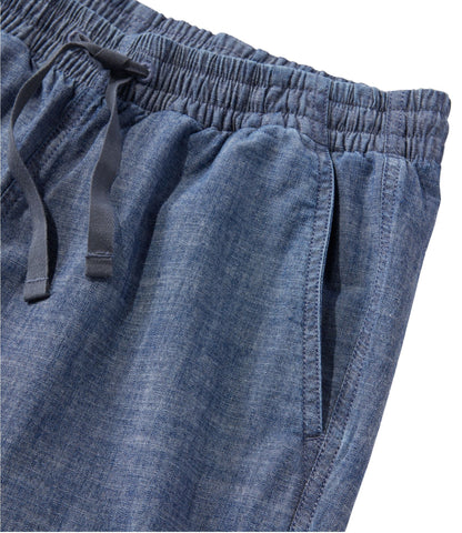 L.L.Bean Women's Lakewashed Pull-On Chinos, Mid-Rise Wide-Leg Crop Chambray Chambray