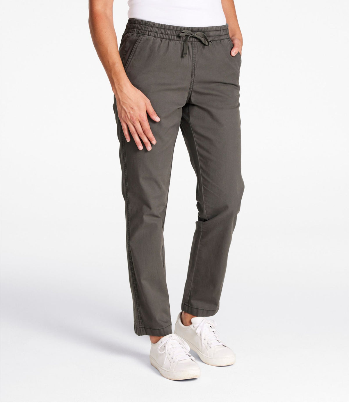 L.L.Bean Women's Lakewashed Chino Pants, Mid-Rise Pull-On Ankle Sea Salt