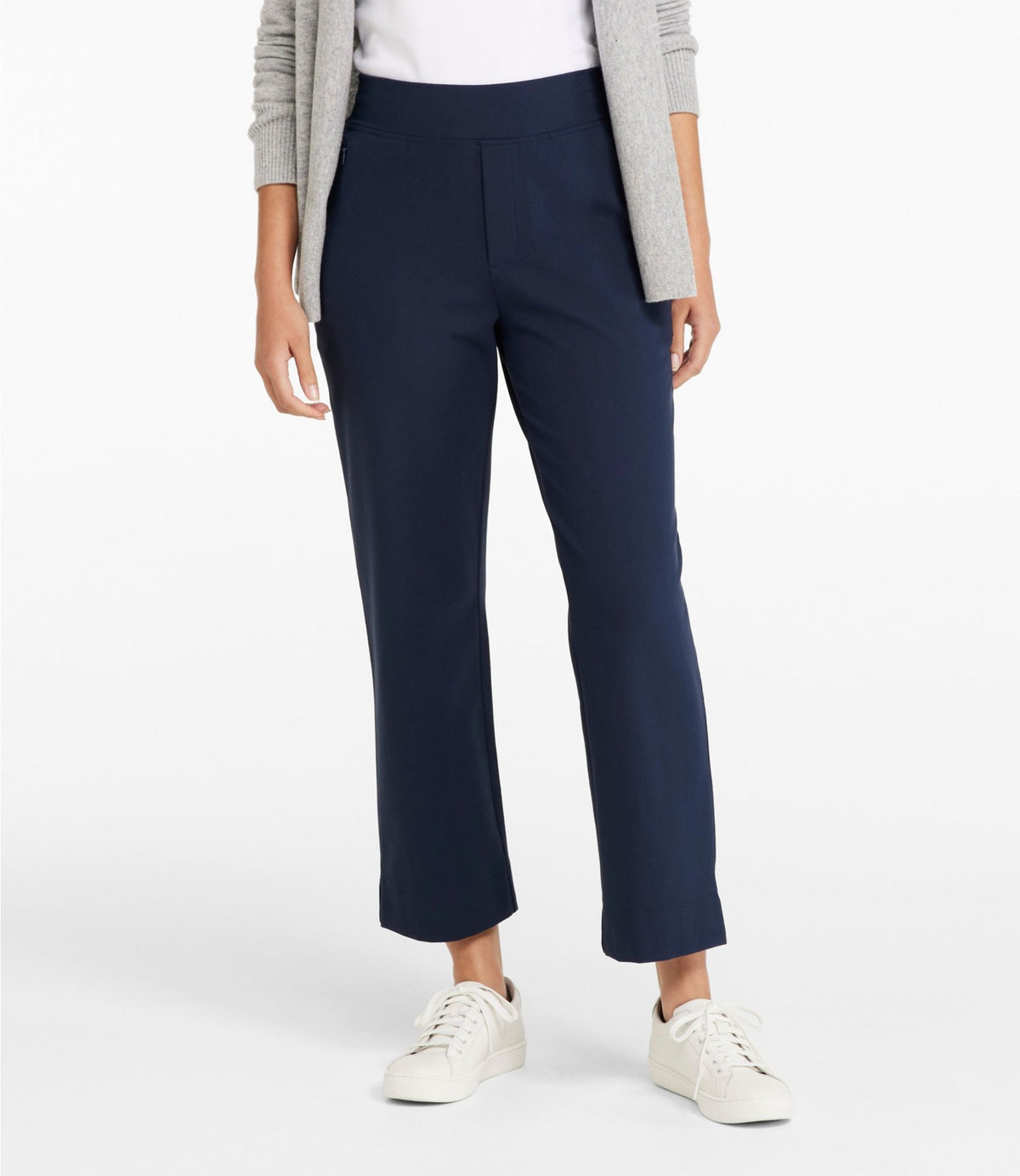 L.L.Bean Women's L.L.Bean Go-Anywhere Knit Pants, High-Rise Straight-Leg Ankle Alloy Gray