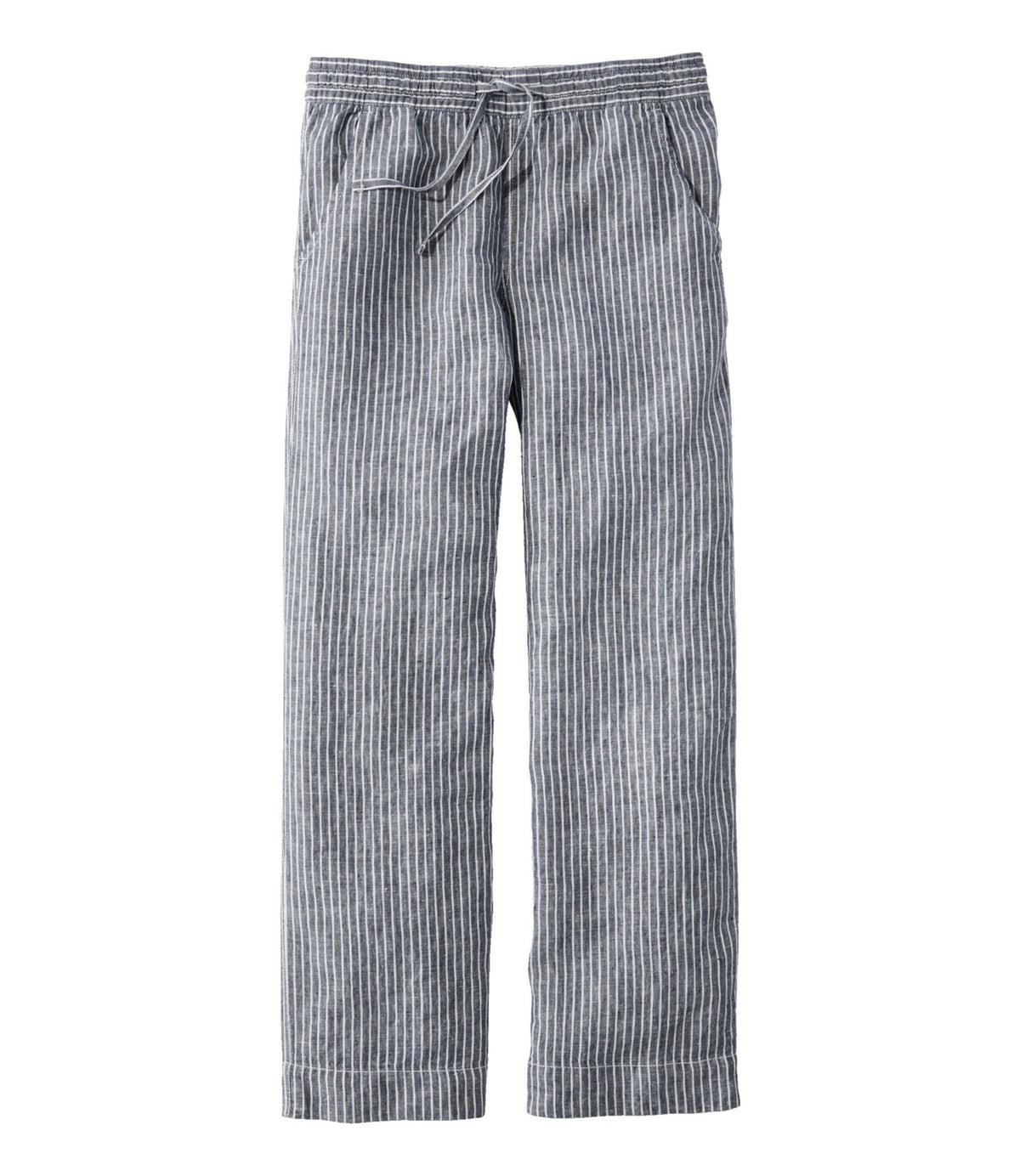 L.L.Bean Women's Premium Washable Linen Pull-On Pants, Stripe Classic Navy