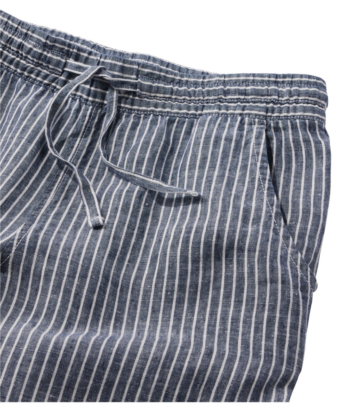L.L.Bean Women's Premium Washable Linen Pull-On Pants, Stripe Classic Navy