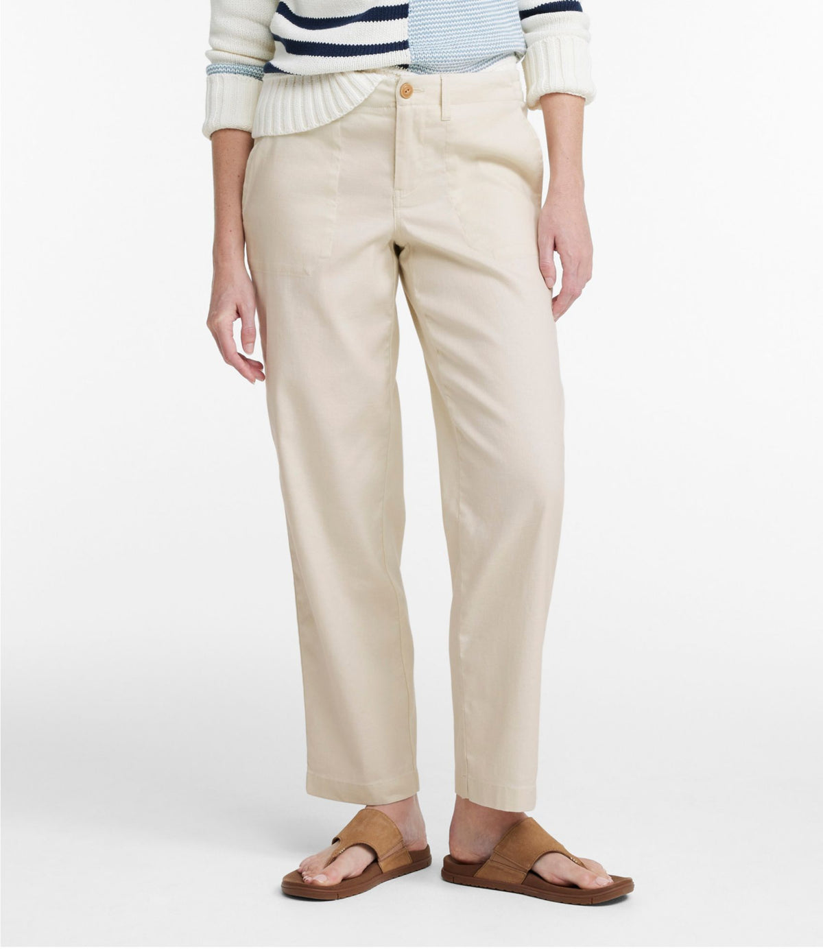 L.L.Bean Women's Comfort Stretch Cotton/Linen Pants, High-Rise Ankle