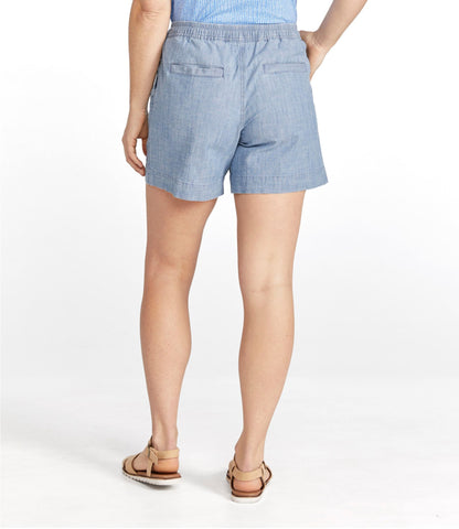 L.L.Bean Women's Lakewashed Dock Shorts, Mid-Rise Chambray Chambray