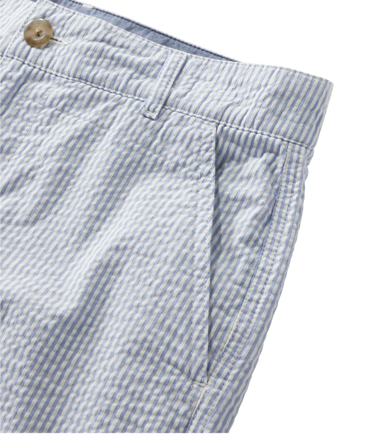L.L.Bean Women's Comfort Stretch Shorts, Seersucker Bermudas 9" Cirrus Blue Stripe