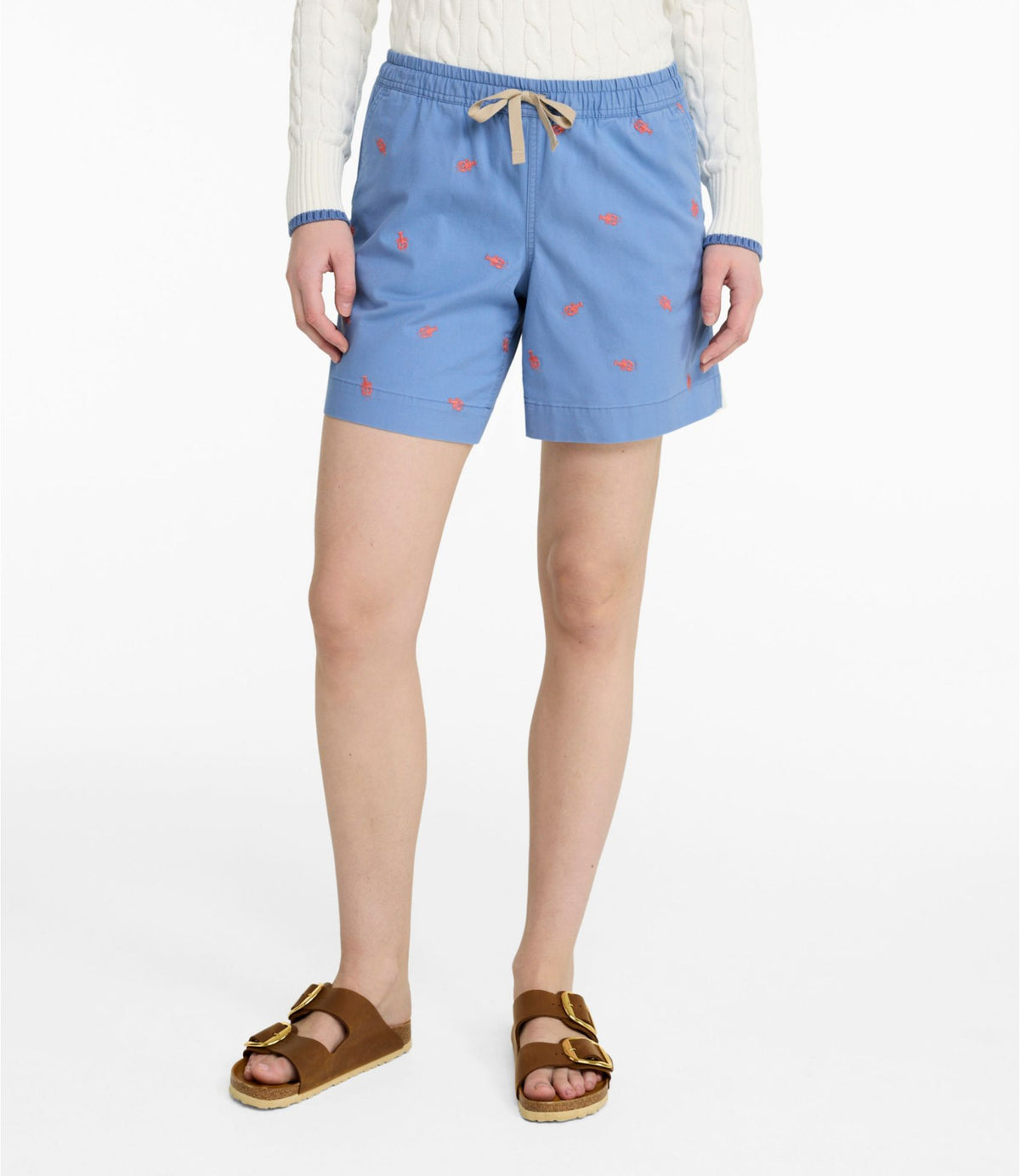 L.L.Bean Women's Lakewashed Dock Shorts, Mid-Rise Embroidery