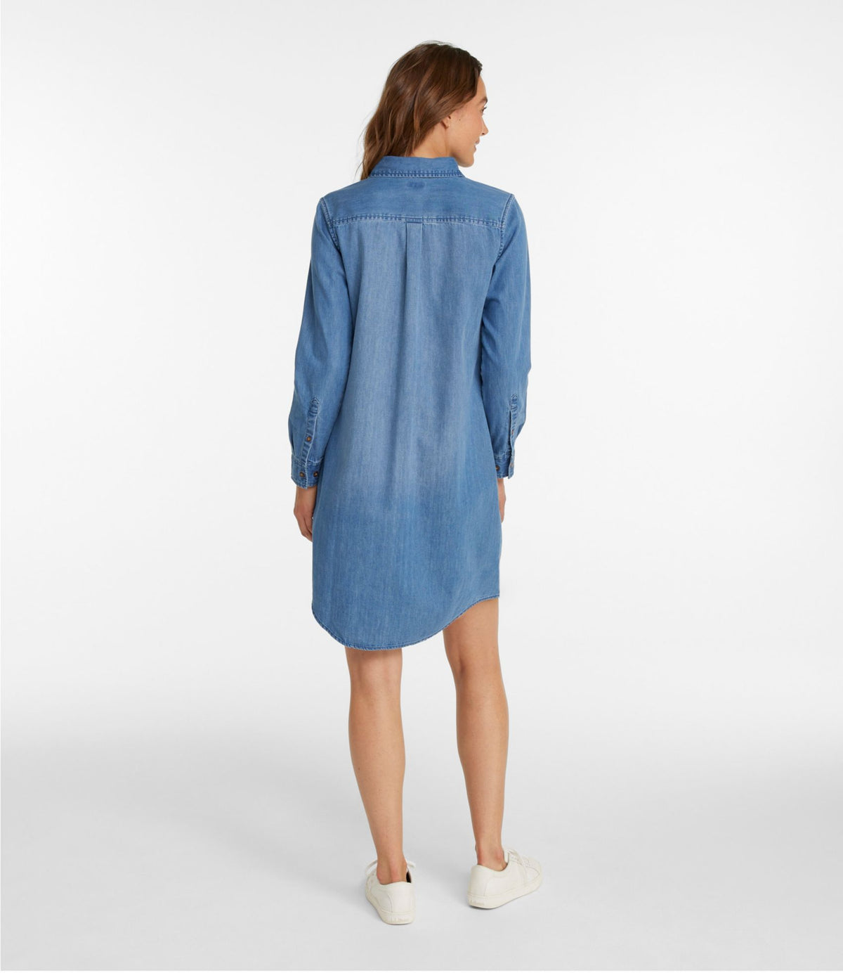 L.L.Bean Women's L.L. Bean Heritage Washed Denim Shirt Dress Light Blue