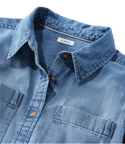 L.L.Bean Women's L.L. Bean Heritage Washed Denim Shirt Dress Light Blue