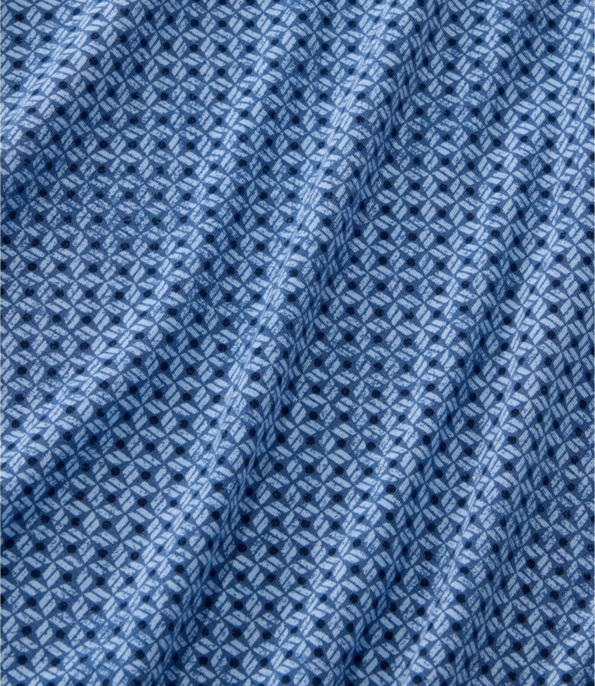 L.L.Bean Women's Summer Knit Dress, Three-Quarter-Sleeve Scoopneck Print Seaboard Blue Diamond Dot