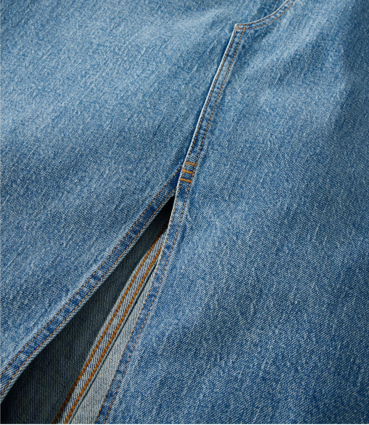 L.L.Bean Women's Signature Heritage Denim Midi Skirt Tumbled Indigo