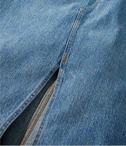 L.L.Bean Women's Signature Heritage Denim Midi Skirt Tumbled Indigo
