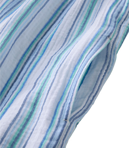 L.L.Bean Women's Cloud Gauze Short-Sleeve Shift Dress, Stripe Dark Salmon Multi Stripe
