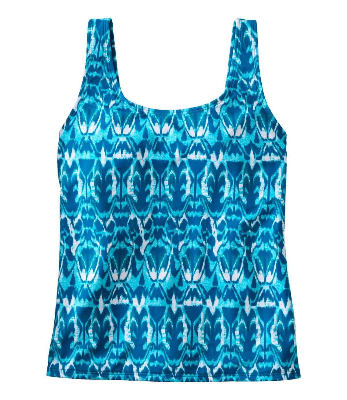L.L.Bean Women's BeanSport Swimwear, Scoopneck Tankini Top, Print Classic Teal Batik