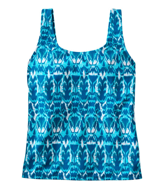 L.L.Bean Women's BeanSport Swimwear, Scoopneck Tankini Top, Print Classic Teal Batik