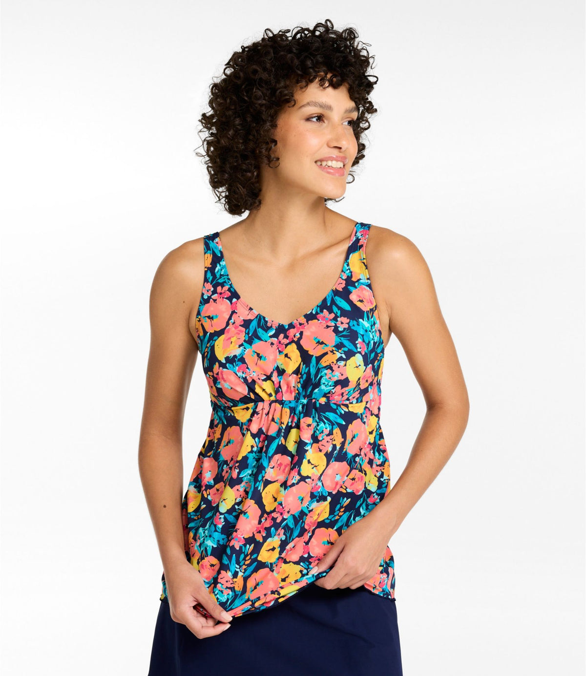 L.L.Bean Women's Shaping Swimwear, Soft-Drape Tankini Top Print