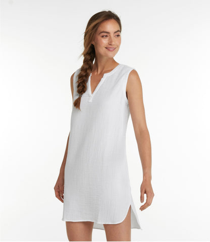 L.L.Bean Women's Cloud Gauze Cover-Up Dress White